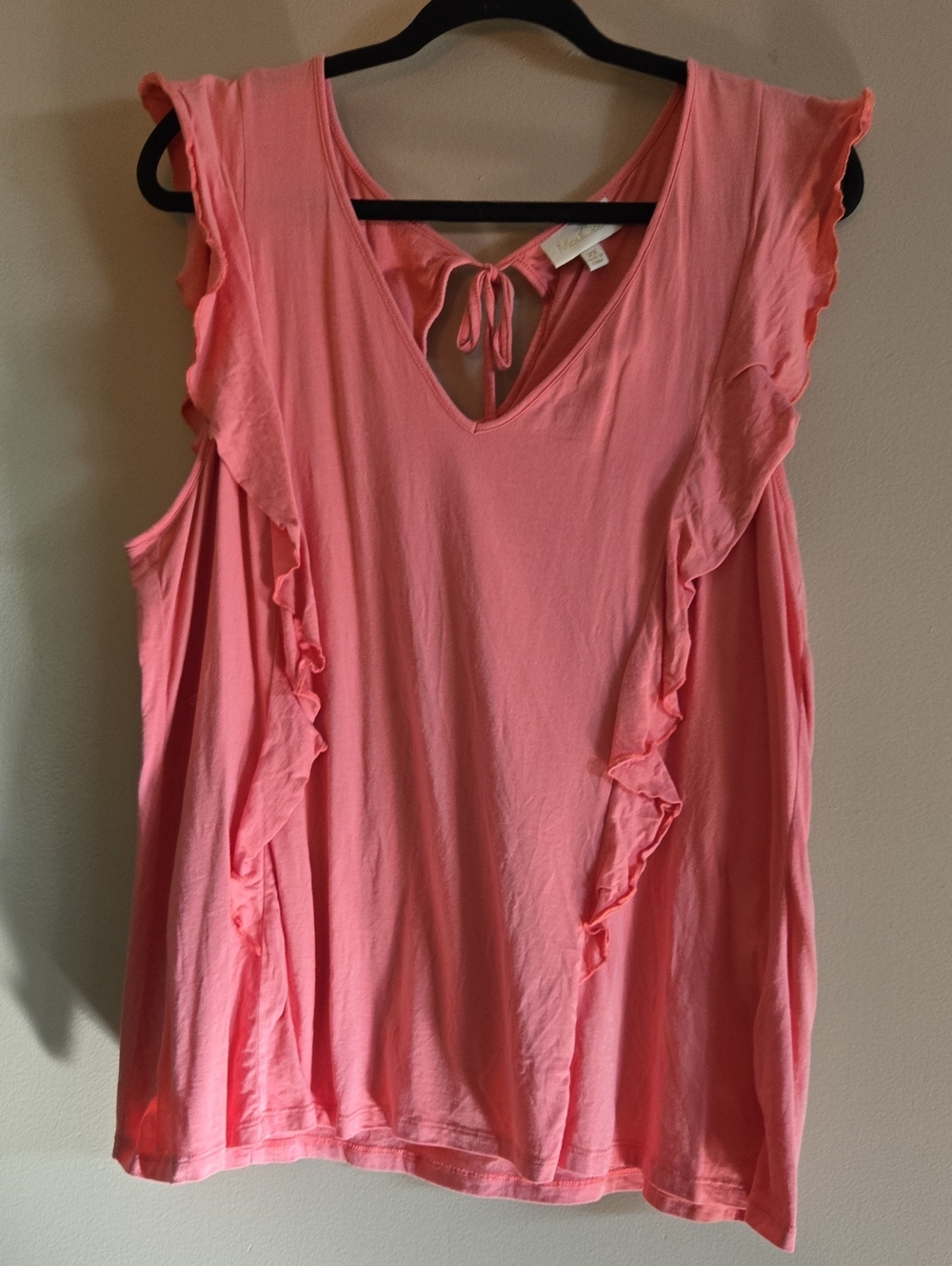 Modcloth Coral Pink Ruffle Tie-Back Tank